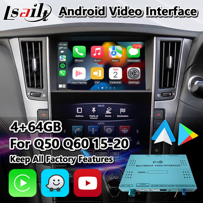 Infiniti Q50 Q60 Q50s 2015-2020 के लिए 4+64GB Lsailt Android Carplay मल्टीमीडिया वीडियो इंटरफ़ेस