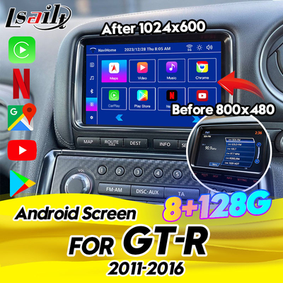 Lsailt 8GB एंड्रॉयड मल्टीमीडिया स्क्रीन GT-R 2011-2016 के लिए वायरलेस CarPlay, एंड्रॉयड ऑटो, Spotify, YouTube शामिल