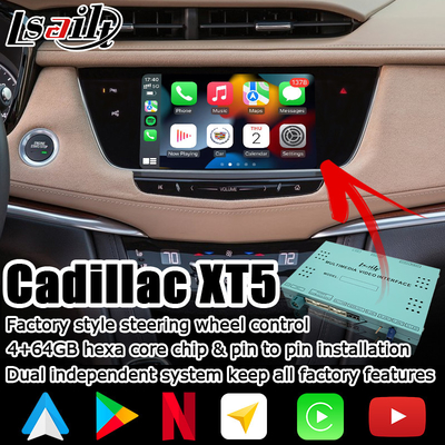 कैडिलैक XT5 वीडियो के लिए GPS वायरलेस कारप्ले Android ऑटो नेविगेशन बॉक्स वीडियो इंटरफ़ेस