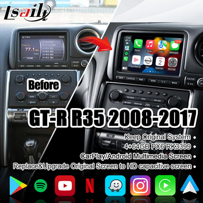 4+64GB वायरलेस कारप्ले, अपग्रेड डिस्प्ले के साथ GT-R GTR R35 के लिए Lsailt कार मल्टीमीडिया स्क्रीन