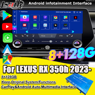 एंड्रॉइड मल्टीमीडिया वीडियो इंटरफ़ेस RX350h RX500H 2023-2024 NX LX GX ES नेटफ्लिक्स, यूट्यूब, सिम कार्ड स्लॉट शामिल है