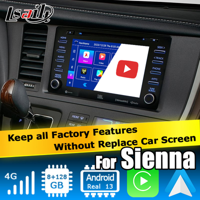 एंड्रॉयड 13 Carplay एंड्रॉयड वीडियो इंटरफ़ेस ऑटो बॉक्स के लिए टोयोटा सिएना