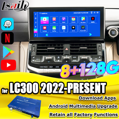 Lsailt OEM लैंड क्रूज़र 300 2022-वर्तमान के लिए Android अपग्रेड मॉड्यूल Android इंटरफ़ेस इंटीग्रेशन YouTube, Waze, Play Store