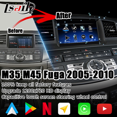 Infiniti M35 M45 Nissan Fuga HD मल्टी फिंगर टच स्क्रीन अपग्रेड कारप्ले Android ऑटो वीडियो इंटरफ़ेस