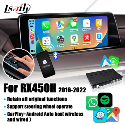 RX450H 2016-2022 RX350 के लिए लेक्सस कारप्ले इंटरफेस वायरलेस एंड्रॉइड ऑटो, कैमरा सपोर्ट करता है