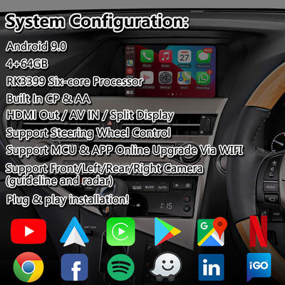 लेक्सस RX270 RX350 RX450h RX माउस कंट्रोल 2012-2015 के लिए एलसैल्ट एंड्रॉइड कारप्ले वीडियो इंटरफ़ेस