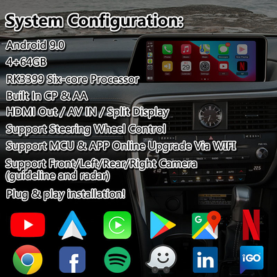 लेक्सस RX350 RX450h RX200t RX350L RX450L RX AL20 2016-2019 के लिए Lsailt एंड्रॉइड वीडियो इंटरफ़ेस