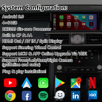लेक्सस IS200T IS300H IS350 IS300 F स्पोर्ट AWD IS XE30 2017-2020 के लिए Lsailt एंड्रॉइड कारप्ले इंटरफ़ेस