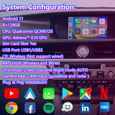 8+128GB Lsailt एंड्रॉयड नेविगेशन वीडियो इंटरफेस के लिए लेक्सस ES 350 300h 250 200 XV60 माउस नियंत्रण 2012-2018
