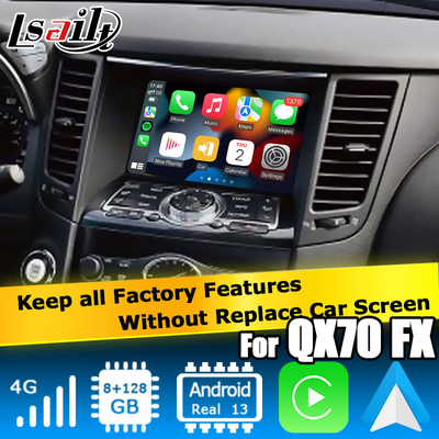 एंड्रॉयड 13 नेविगेशन कार वीडियो इंटरफ़ेस समर्थन Waze / Youtube For Infiniti QX70 / FX50 FX35 FX37