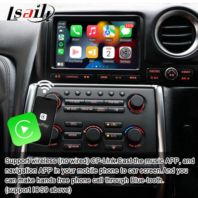 Lsailt Android मल्टीमीडिया इंटरफेस GT-R GTR R35 2011-2016 के लिए वायरलेस कारप्ले इंटरफेस YouTube, GPS,8+128 GB शामिल है