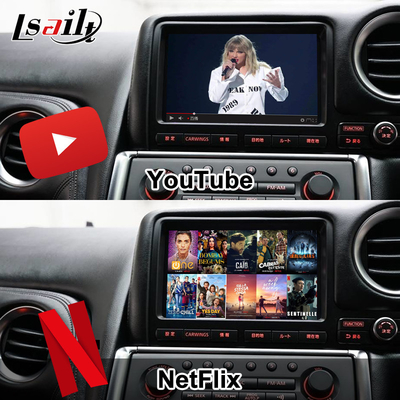Lsailt Android मल्टीमीडिया इंटरफेस GT-R GTR R35 2011-2016 के लिए वायरलेस कारप्ले इंटरफेस YouTube, GPS,8+128 GB शामिल है