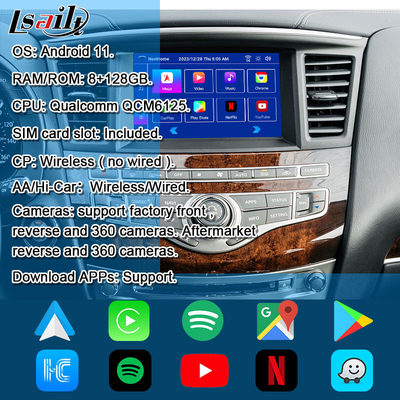Infiniti QX60 JX35 2011-2020 एकीकृत वायरलेस कारप्ले, एंड्रॉइड ऑटो के लिए Lsailt 8G एंड्रॉइड मल्टीमीडिया इंटरफ़ेस