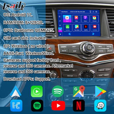 इन्फिनिटी QX80 QX56 निसान पेट्रोल 20100-2021 के लिए 8G एंड्रॉइड इन्फोटेनमेंट मॉड्यूल वायरलेस कारप्ले इंटरफ़ेस, यूट्यूब
