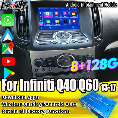 इन्फिनिटी Q40 Q60 G37 G35 इंफोटेनमेंट मॉड्यूल के लिए Lsailt 8G एंड्रॉयड मल्टीमीडिया इंटरफ़ेस एकीकृत वायरलेस CarPlay