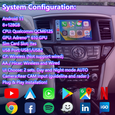 निसान पाथफाइंडर R52 के लिए Lsailt Android वीडियो इंटरफ़ेस वायरलेस कारप्ले Android Auto के साथ