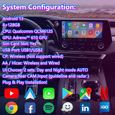 Lsailt Android Carplay मल्टीमीडिया वीडियो इंटरफ़ेस 2023-वर्तमान लेक्सस आरएक्स आरएक्स 350 आरएक्स 350h आरएक्स 450h आरएक्स 500h एएल 30 के लिए