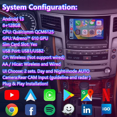Lsailt Android मल्टीमीडिया वीडियो इंटरफेस 2012-2015 लेक्सस LX 570 LX570