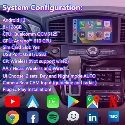 2011-2017 निसान क्वेस्ट E52 के लिए Lsailt 8 इंच HD Android मल्टीमीडिया स्क्रीन
