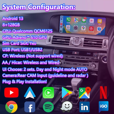 Lsailt 8+128GB एंड्रॉयड मल्टीमीडिया वीडियो इंटरफेस 2012-2017 लेक्सस LS460 LS 600h 460L के लिए