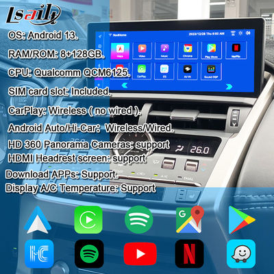 लेक्सस एंड्रॉइड स्क्रीन 8 कोर क्वालकॉम मल्टीमीडिया डिस्प्ले LEXUS NX200T NX300H 2014-2021 के लिए, जॉयस्टिक रोटरी नॉट कंट्रोल, YouTube, Google Play, CarPlay का समर्थन करता है