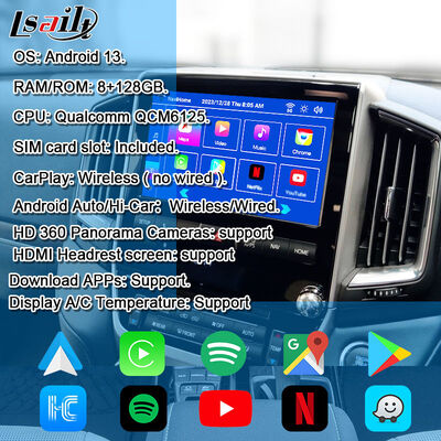 लैंड क्रूजर LC200 VXR VX GXL सहारा V8 2013-2021 OEM स्क्रीन अपग्रेड के लिए Android 13 मल्टीमीडिया वीडियो इंटरफ़ेस, वायरलेस कारप्ले, YouTube के साथ