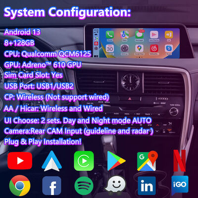 2016-2019 RX 350 RX450h RX200t RX350L RX450L RX300 RX350 के लिए Lsailt Android Carplay लेक्सस वीडियो इंटरफ़ेस