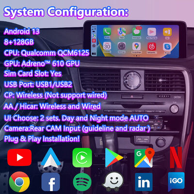 2019-2022 लेक्सस आरएक्स 300 आरएक्स 450h RX350L RX450hL RX350 RX300 के लिए एलएसएल्ट एंड्रॉइड कारप्ले वीडियो इंटरफ़ेस