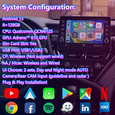 2021-2024 टोयोटा कैमरी हाइब्रिड XSE XLE SL SE XV70 के लिए Lsailt Android Carplay नेविगेशन वीडियो इंटरफ़ेस