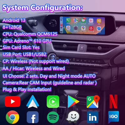 2018-2021 लेक्सस UX 300e UX200 UX250h UX300e के लिए एलसैल्ट एंड्रॉइड कारप्ले मल्टीमीडिया स्क्रीन