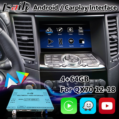 इनफिनिटी QX70 QX50 QX60 Q70 के लिए 4+64GB वायरलेस एंड्रॉइड ऑटो इंटरफेस एंड्रॉइड कारप्ले