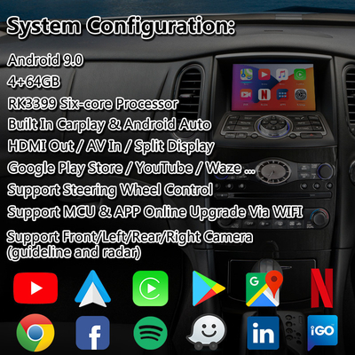 वायरलेस Android Auto के साथ Infiniti EX30D EX35 EX37 के लिए Lsailt Android Carplay इंटरफ़ेस